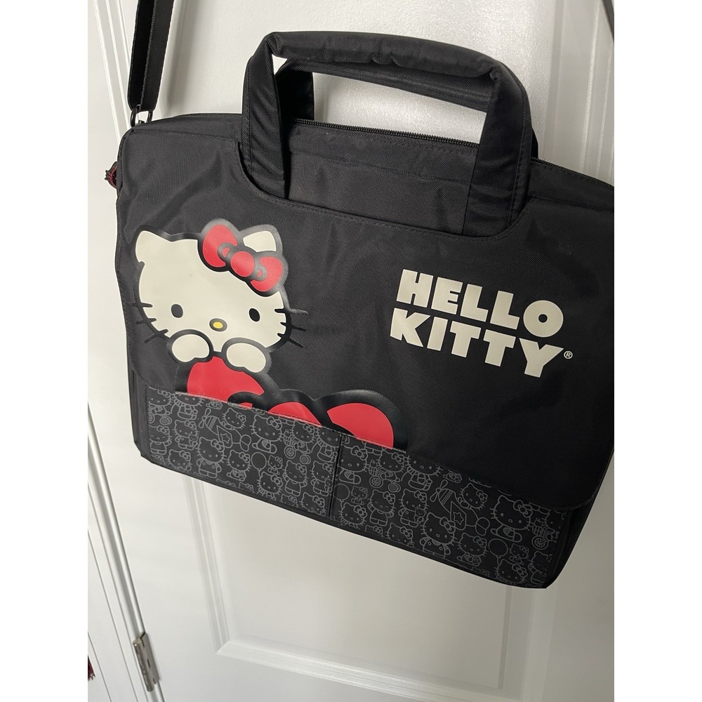 Hello Kitty Black Laptop Case Bag Multi Pockets Fits Screens Up To 15.4" Rare